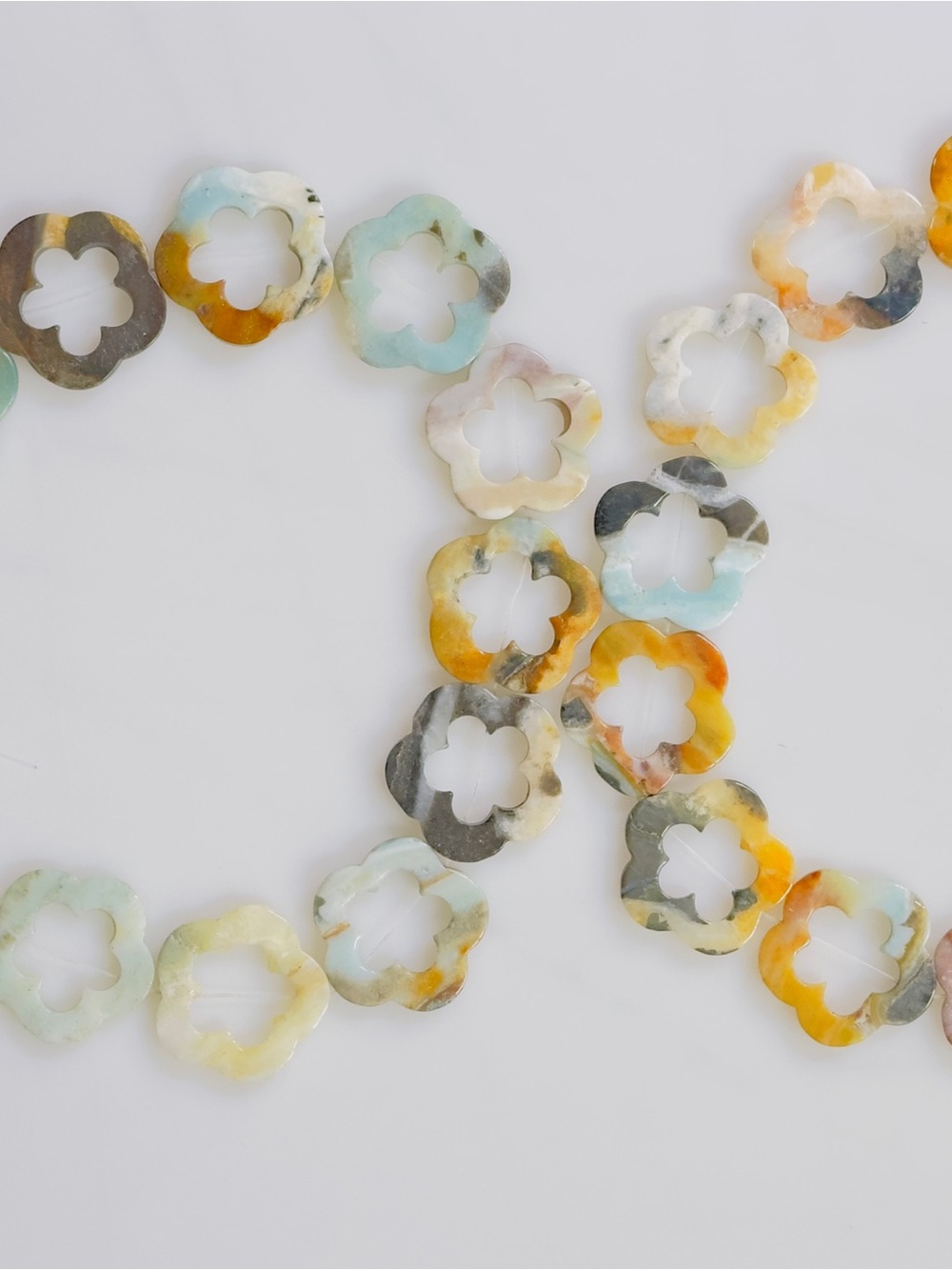 Hand Cut Multicolor Natural Agate Floral Design Cut Outs - Beads